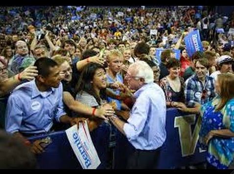 A movement in the making?: Bernie Sanders greets supporters at a rally of 17,000 at Temple University in Philadelphia