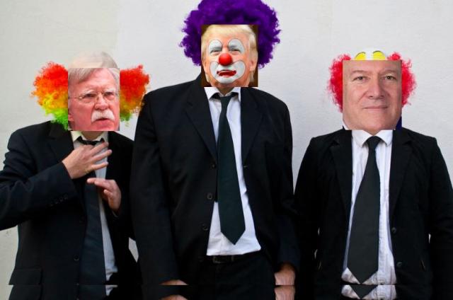  Trump (center), Bolton (left) and Pompeo (right)