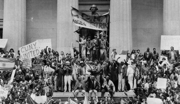 CCNY students at a 1968 protest against tuition charges at New York's oldest public, and once free, university