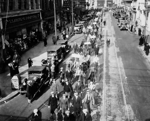Workers organize and march for jobs in Camden, NJ during the depths of the Great Depression