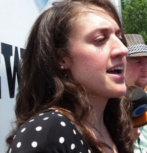 Occupy Wall Street activist Cecily McMillan after being released from Rikers' Island jail. Her puny three-month sentence and her early release after 2 months are proof that the charge of felony assault of a NYPD cop was trumped up DA Cyrus Vance Jr.