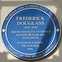 Nubian Jak plaque for Frederick Douglass in London's exclusive Chelsea section. LBWPhoto