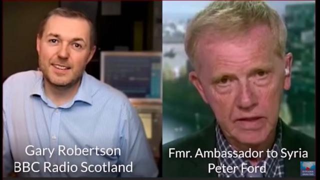 Former UK Syrian Ambassador Peter Ford (click on image to play the interview)