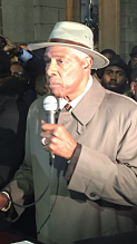 Basketball legend Julius "Dr. J" Erving at Meek Mill rally. LBWPhoto