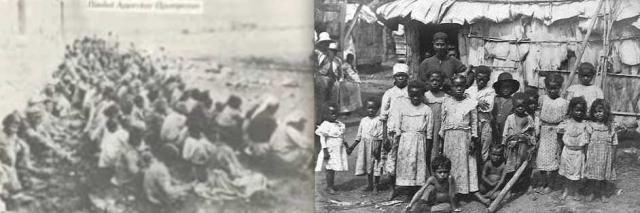 Seeking reparations for centuries of genocide against Native Americans (l) and Black slaves (r)