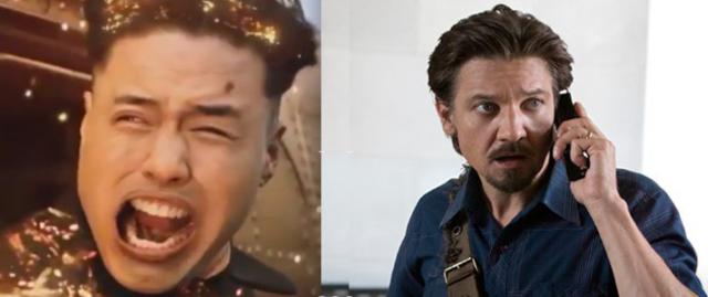 Randall Park as Kim Jong-un, as his head explodes in 'The Interview, and Jeremy Renner as doomed journalist Gary webb in 'Kill t