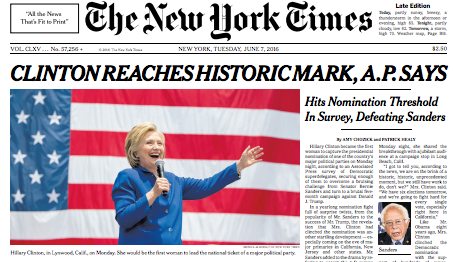 What's wrong with this NY Times story? (Hint: Hillary Clinton still hasn't won the Democratic nomination and could still lose it