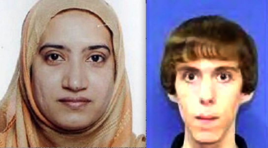 Tashfeen Malik, terrorist killer of fewer than 14 people, Adam Lanza, not a terrorist, killer of 26 people, including 20 small children