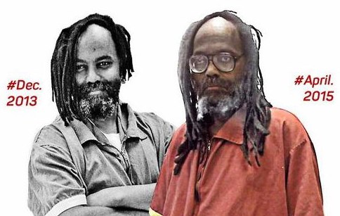 Mumia in 2013 and in 2015, showing the ravages of the Hep-C infection he contracted in the interim