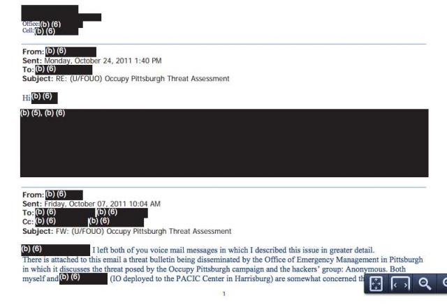 One of the 398 pages of documents the Dept. of Homeland Security (sic) provided to the NLG in response to a FOIA request