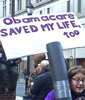 Protestor in Philadelphia opposed to GOP assaults on health care. LBW Photo