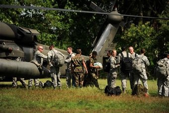 US military 'trainers' deplaning in El Salvador during that country's civil war in 1982