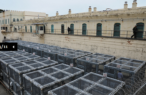 The "exercise" yard at the California Adjustment Center for solitary-confinement prisoners